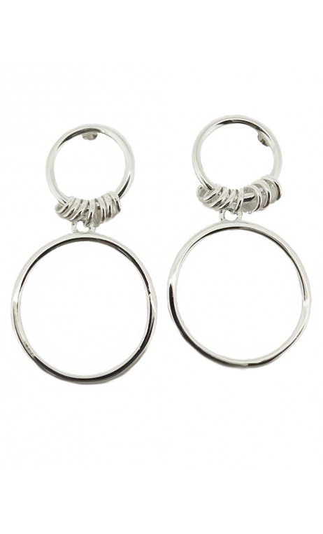 Plata Pendientes Doble Aro