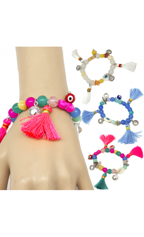 Bpulsera Fantasía Pompón Y Ojo